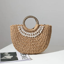 Load image into Gallery viewer, New Creative Shell Moon Straw Bag 