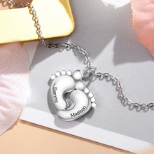 Load image into Gallery viewer, Personalized Rhodium Plated Feet Necklace