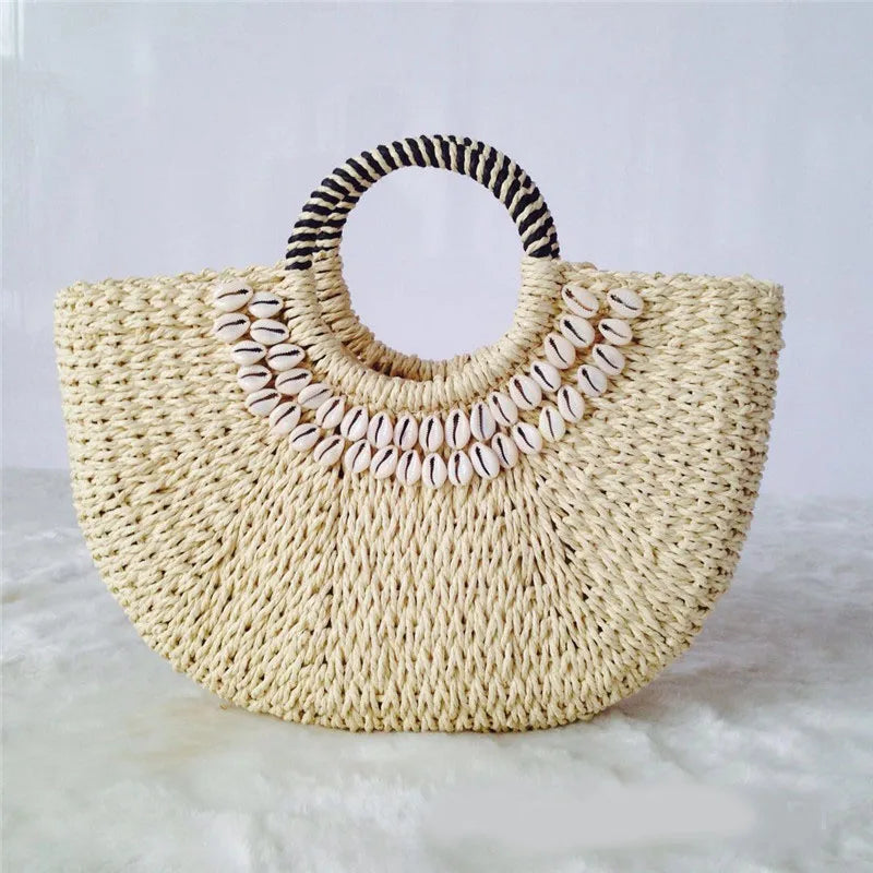 New Creative Shell Moon Straw Bag 