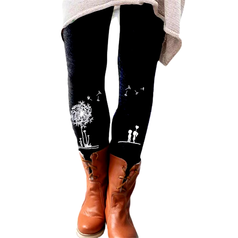 2021 Spring Autumn Women'S Leggings Trousers Dandelion Print 