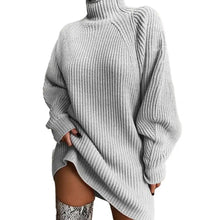 Load image into Gallery viewer, 1Pc Autumn Winter Sweater Dress Loose Fit Warm Women Sweater Dress Stylish High Collar Women&#39;S Sweater Dress for Autumn Winter