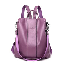 Load image into Gallery viewer, Anti-Theft Leather Backpack
