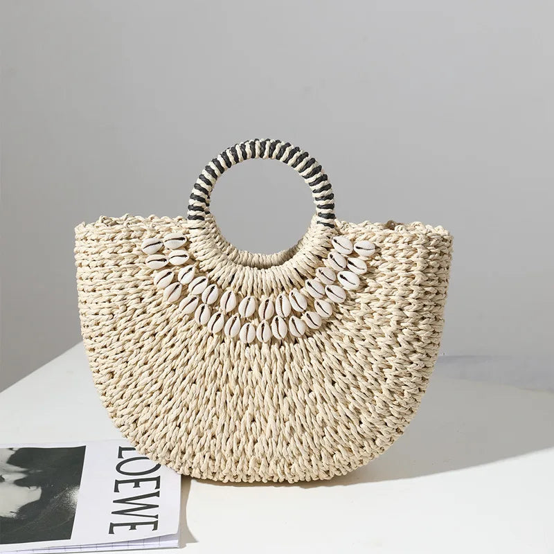 New Creative Shell Moon Straw Bag 