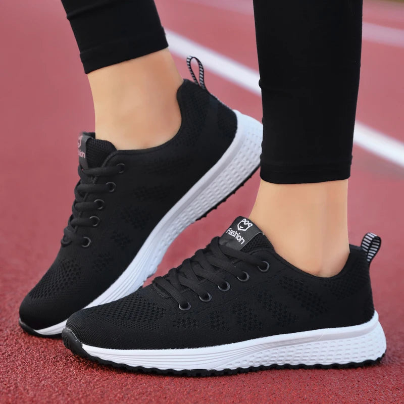 Women Breathable  Mesh Lace up Sneakers 