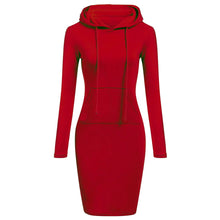 Load image into Gallery viewer, Women Long Sleeve Pocket Bodycon Hooded Sweatshirt 