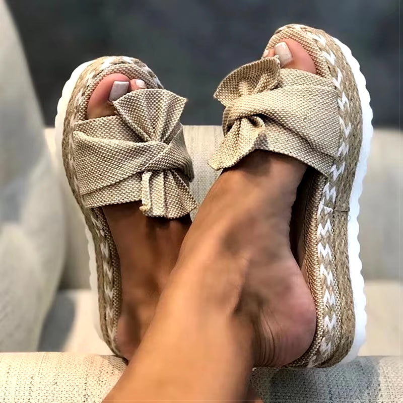 Women Sandals Rosette Platform Sandals Summer Shoes Women Wedge Sandalias Mujer Slides Bige Size Wedges Heels Sandals Footwear