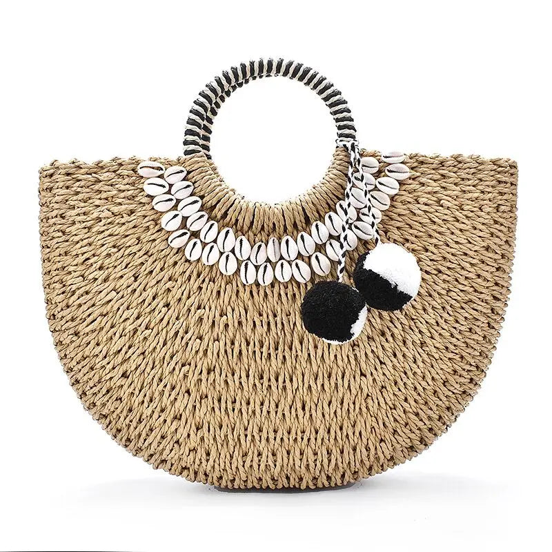 New Creative Shell Moon Straw Bag 