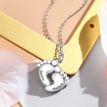 Load image into Gallery viewer, Personalized Rhodium Plated Feet Necklace