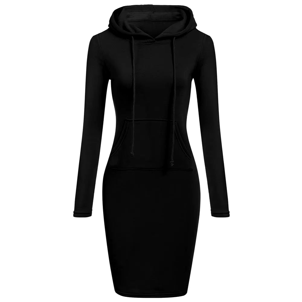 Women Long Sleeve Pocket Bodycon Hooded Sweatshirt 