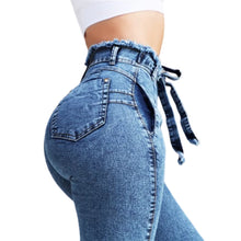 Load image into Gallery viewer, Fashion Belted High Waist Skinny Jeans