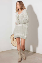 Load image into Gallery viewer, Relax Fit Mixed-Stitch Front Tie Tunic Sweater Dress