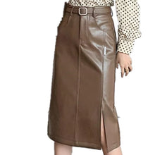 Load image into Gallery viewer, Split Bag Hip Pu Leather Skirt