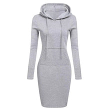 Load image into Gallery viewer, Women Long Sleeve Pocket Bodycon Hooded Sweatshirt 