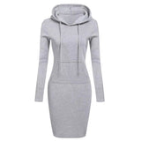 Women Long Sleeve Pocket Bodycon Hooded Sweatshirt