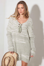 Load image into Gallery viewer, Relax Fit Mixed-Stitch Front Tie Tunic Sweater Dress