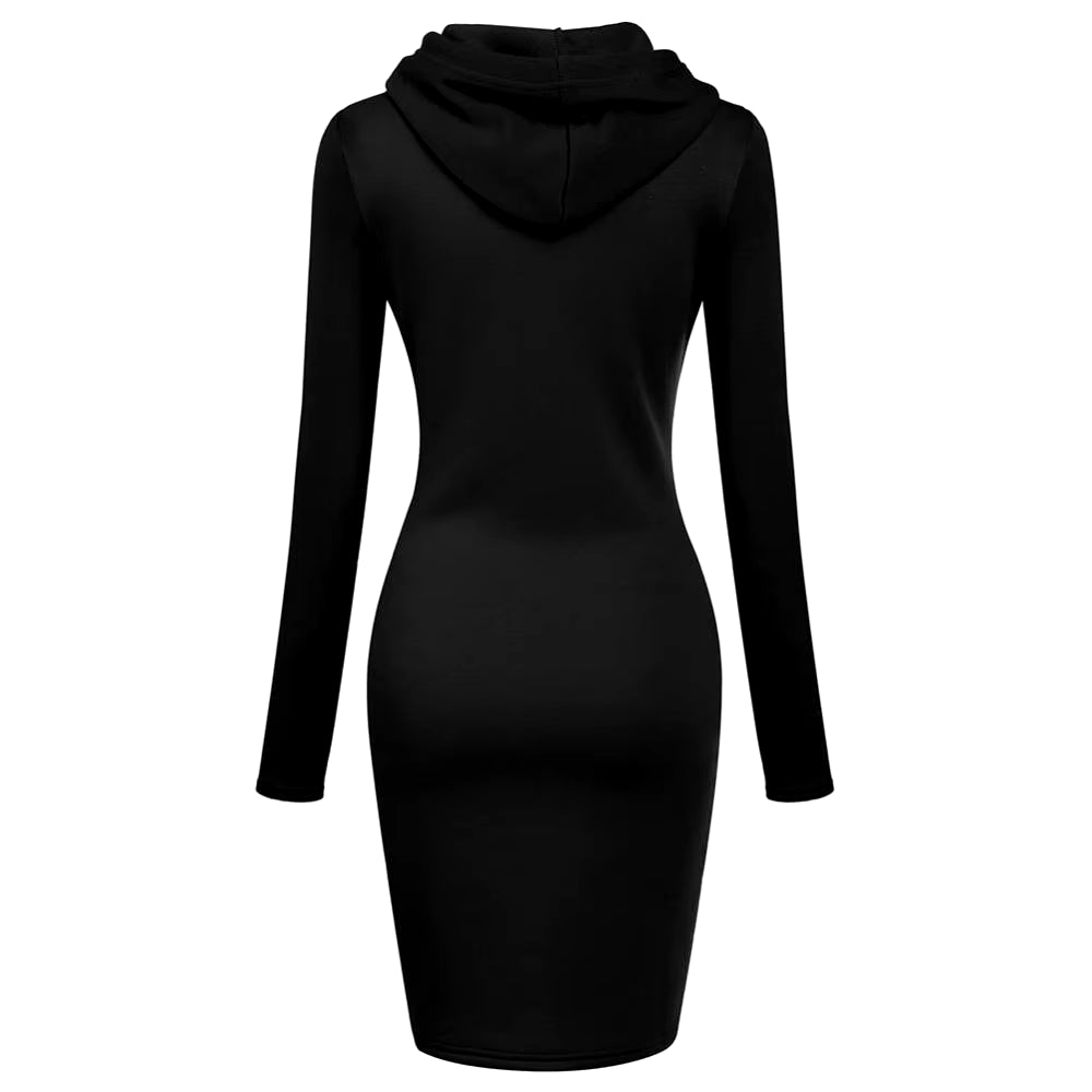 Women Long Sleeve Pocket Bodycon Hooded Sweatshirt 