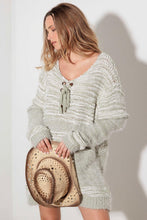 Load image into Gallery viewer, Relax Fit Mixed-Stitch Front Tie Tunic Sweater Dress