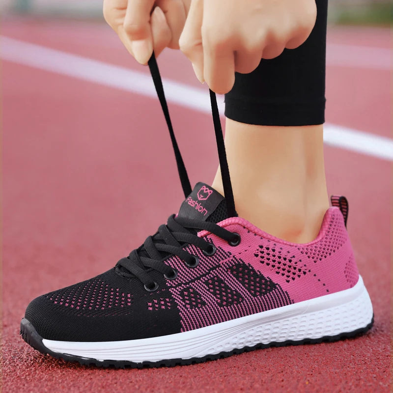 Women Breathable  Mesh Lace up Sneakers 