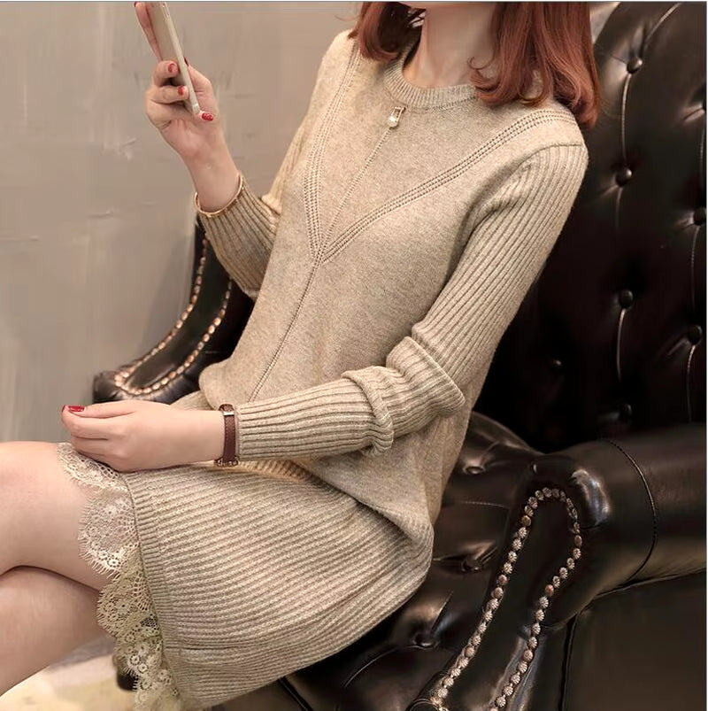 Korean Winter Sweater Dress