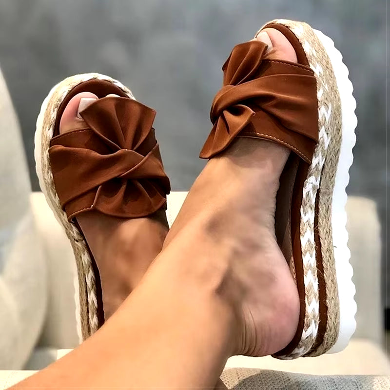 Women Sandals Rosette Platform Sandals Summer Shoes Women Wedge Sandalias Mujer Slides Bige Size Wedges Heels Sandals Footwear