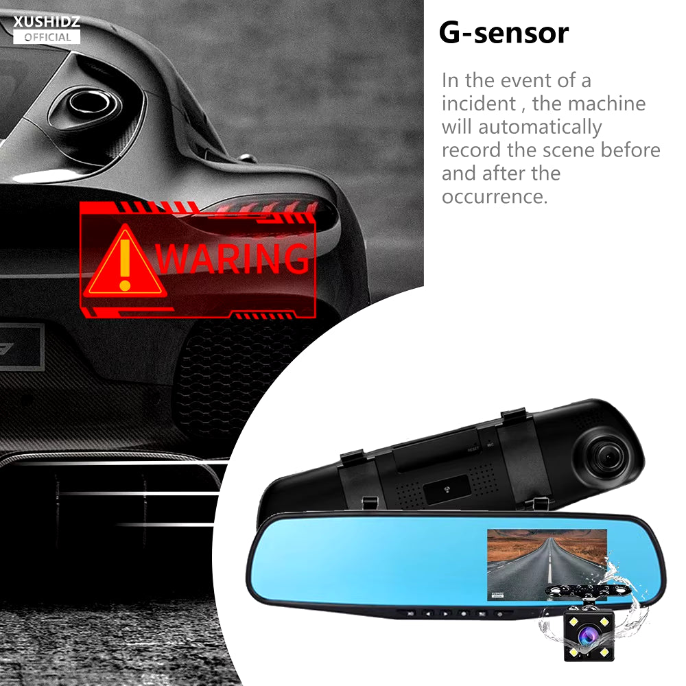 Dual Vehicle DVR Night Vision Dashcam Driving Video Recorder