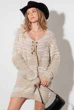 Load image into Gallery viewer, Relax Fit Mixed-Stitch Front Tie Tunic Sweater Dress