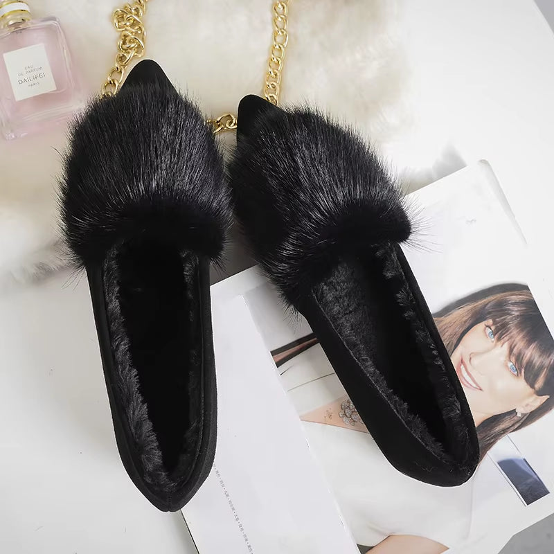 New Winter Mink Fur Shoes 