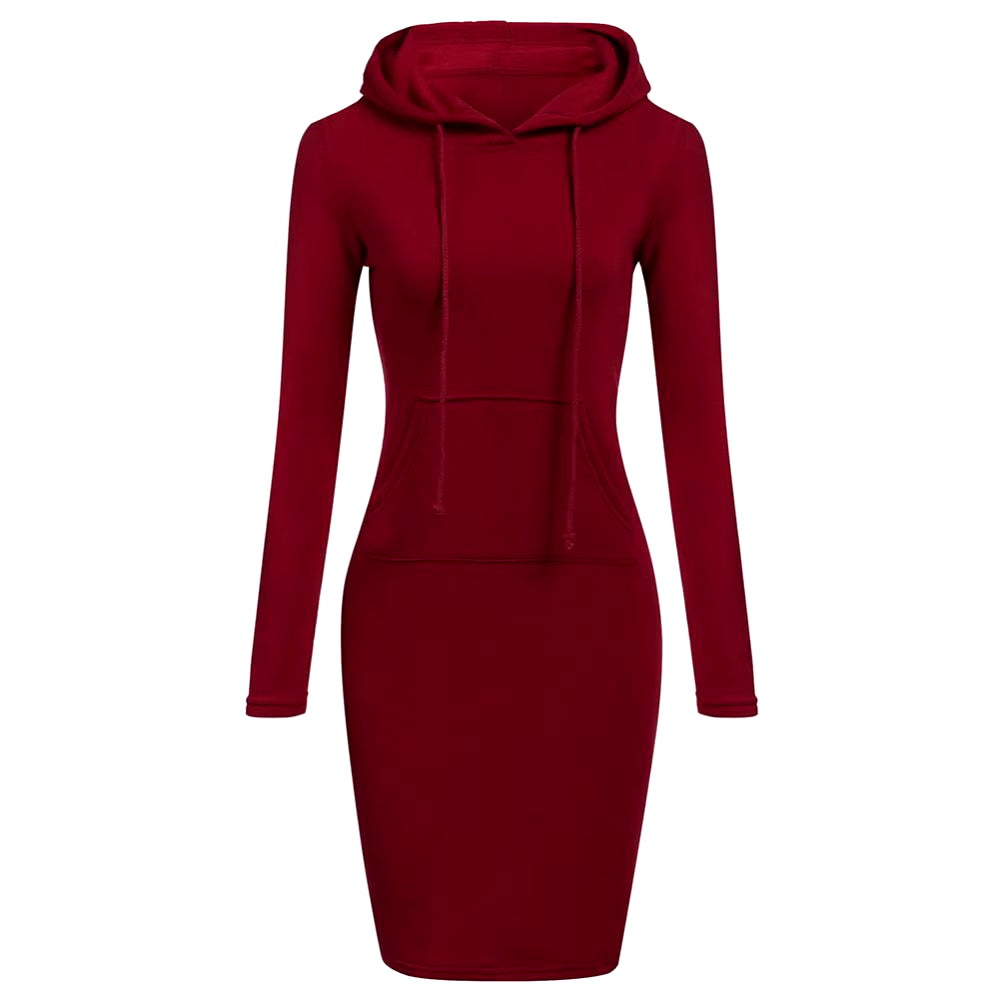 Women Long Sleeve Pocket Bodycon Hooded Sweatshirt 