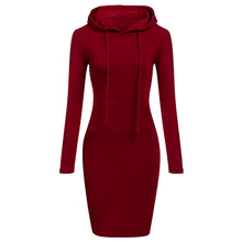 Load image into Gallery viewer, Women Long Sleeve Pocket Bodycon Hooded Sweatshirt 