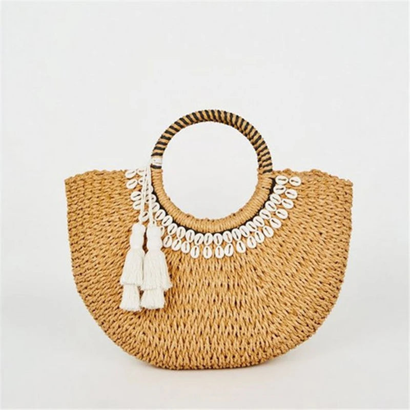 New Creative Shell Moon Straw Bag 