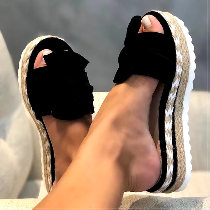 Women Sandals Rosette Platform Sandals Summer Shoes Women Wedge Sandalias Mujer Slides Bige Size Wedges Heels Sandals Footwear