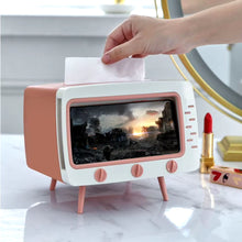 Load image into Gallery viewer, Creative Cartoon TV Shape Tissue Box Mobile Phone Holder Stand Home Living Room Office Toilet Tissue Box Kawaii Desktop Decor