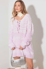 Load image into Gallery viewer, Relax Fit Mixed-Stitch Front Tie Tunic Sweater Dress