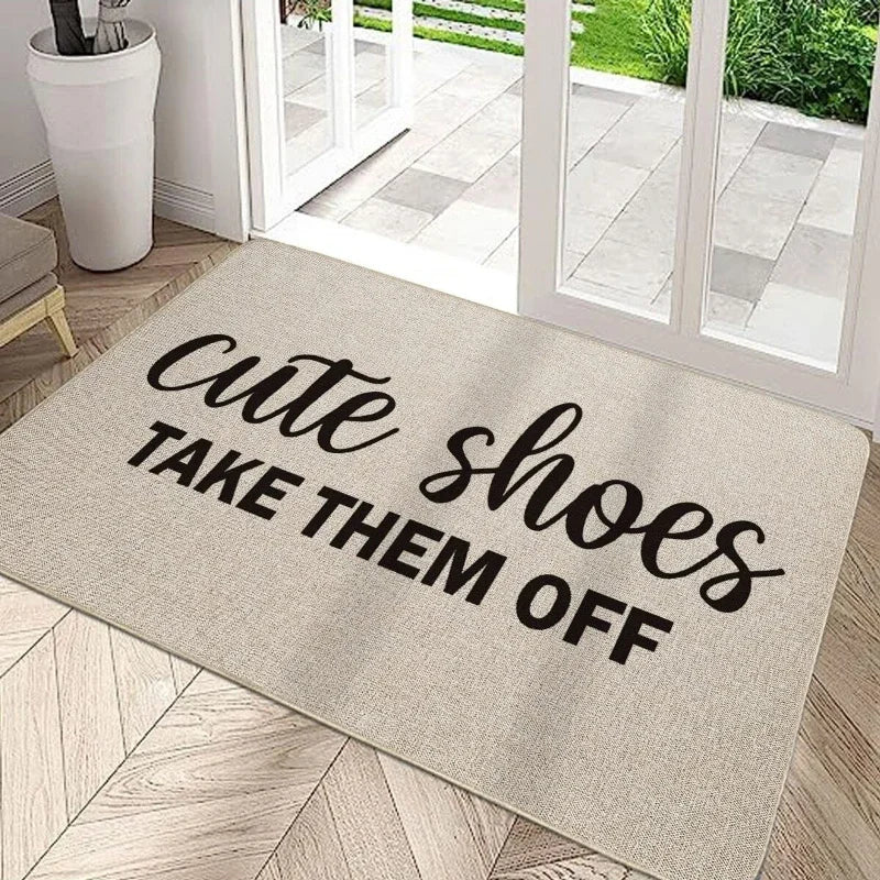 1Pc Cute Shoes Letter Design Doormat Non-slip Durable Indoor Entrance Mat Anti-fatigue Kitchen Rug Outdoor Carpe For Home Decor