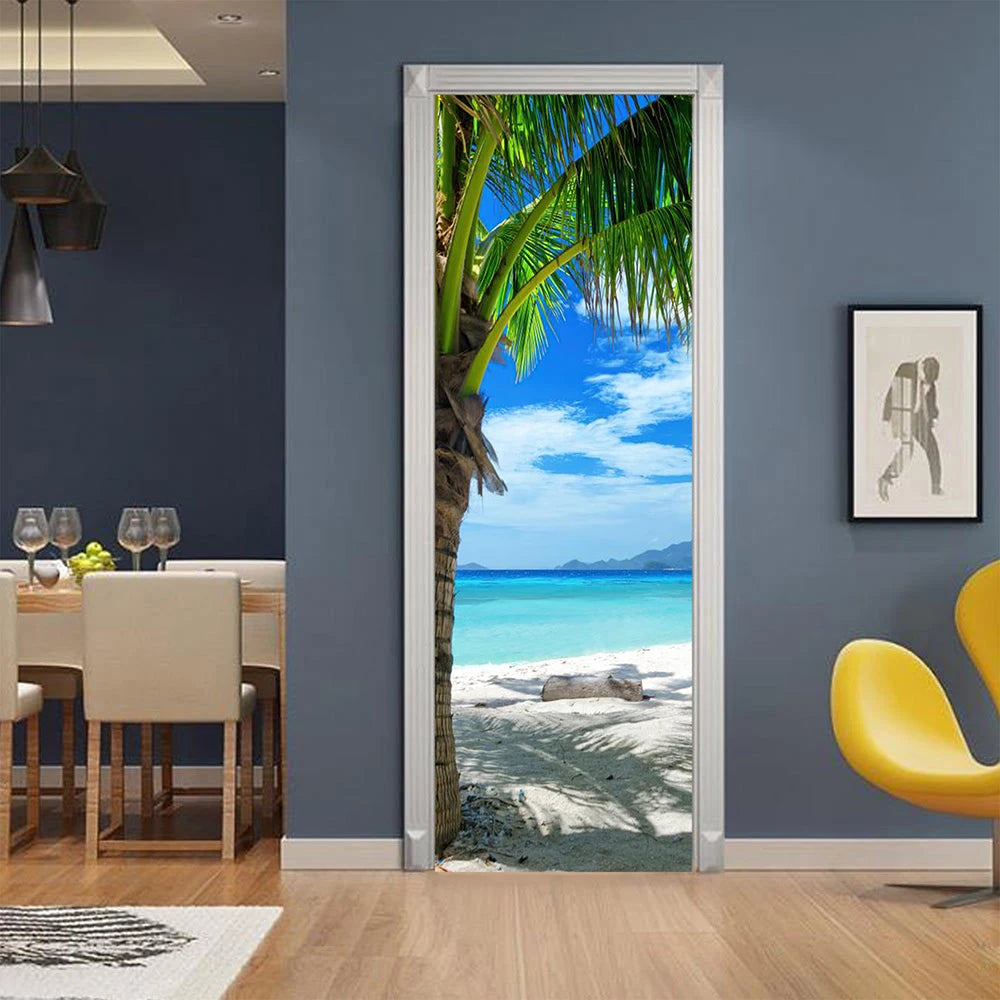 Vinyl Decal Beach Landscape Door Sticker Wallpaper Peel And Stick