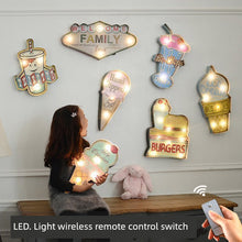 Load image into Gallery viewer, Retro Remote Control LED Light Bar Milk Tea Shop Iron Art