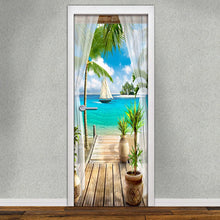 Load image into Gallery viewer, Vinyl Decal Beach Landscape Door Sticker Wallpaper Peel And Stick