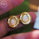 Aazuo Natural Blue Opal Orignal Jewerly