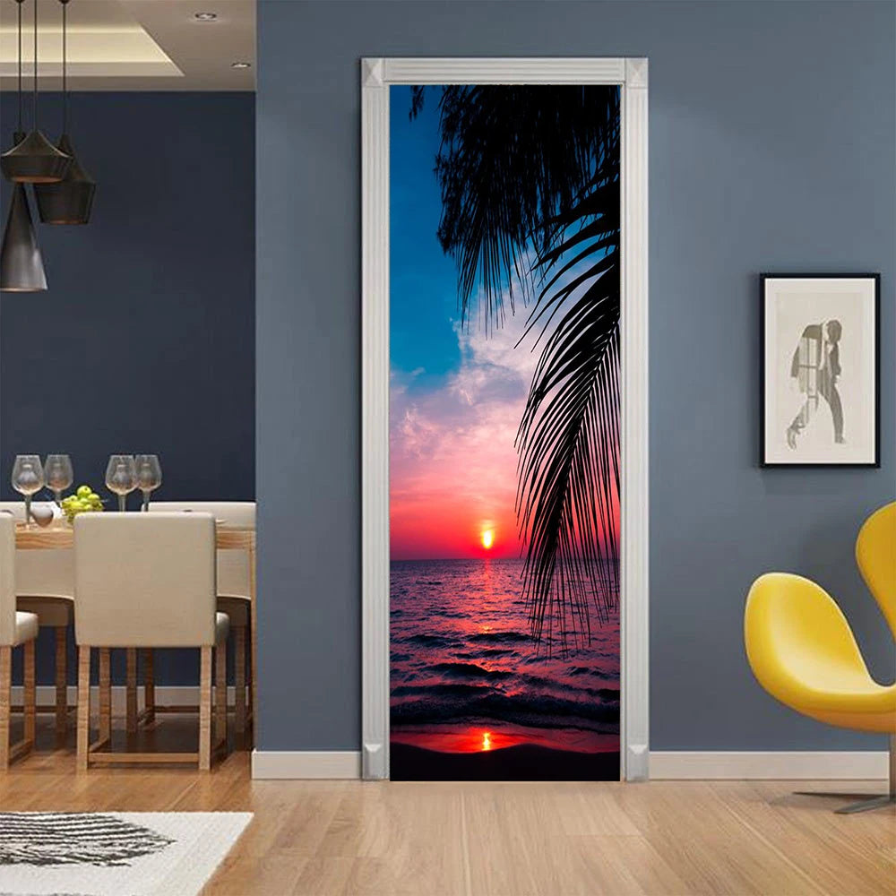 Vinyl Decal Beach Landscape Door Sticker Wallpaper Peel And Stick