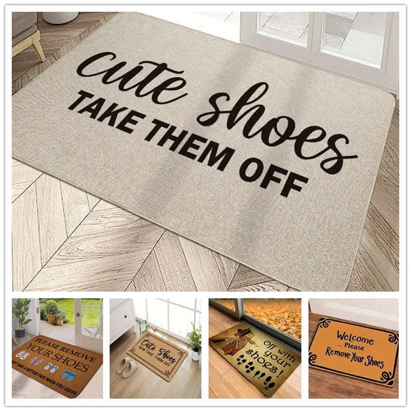 1Pc Cute Shoes Letter Design Doormat Non-slip Durable Indoor Entrance Mat Anti-fatigue Kitchen Rug Outdoor Carpe For Home Decor