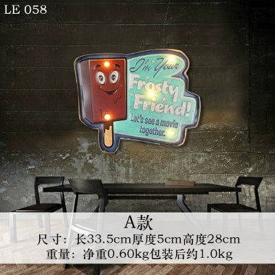 Retro Remote Control LED Light Bar Milk Tea Shop Iron Art