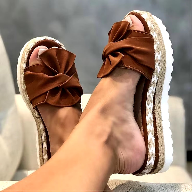 Women Sandals Rosette Platform Sandals Summer Shoes Women Wedge Sandalias Mujer Slides Bige Size Wedges Heels Sandals Footwear