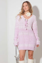 Load image into Gallery viewer, Relax Fit Mixed-Stitch Front Tie Tunic Sweater Dress