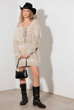 Load image into Gallery viewer, Relax Fit Mixed-Stitch Front Tie Tunic Sweater Dress
