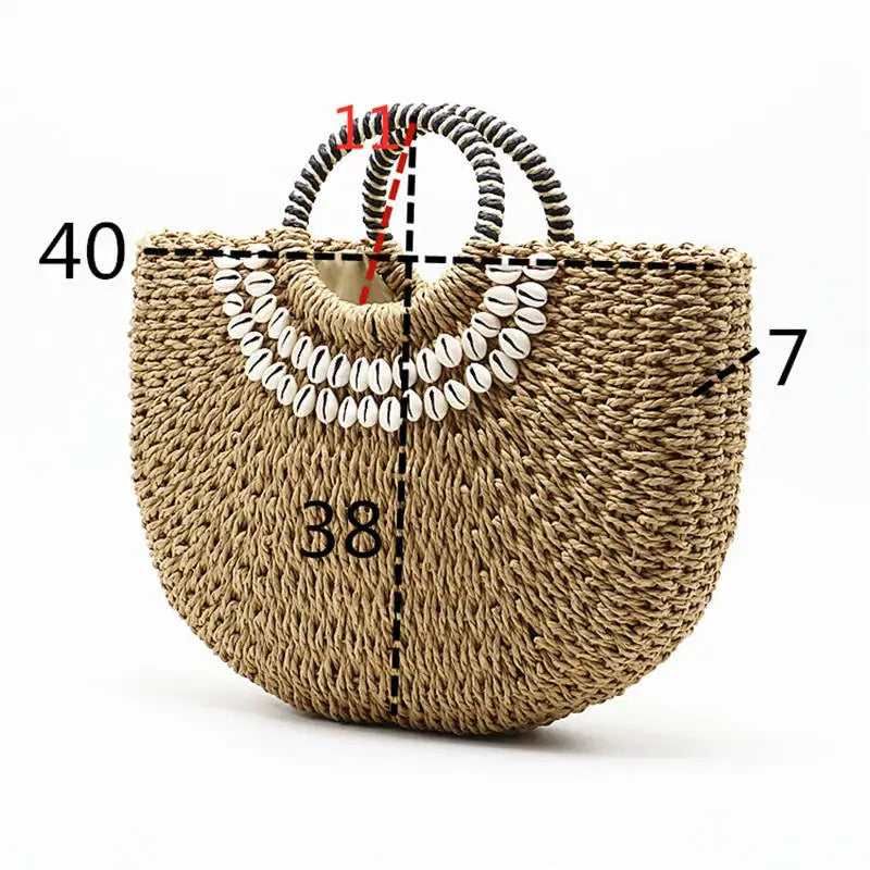 New Creative Shell Moon Straw Bag 