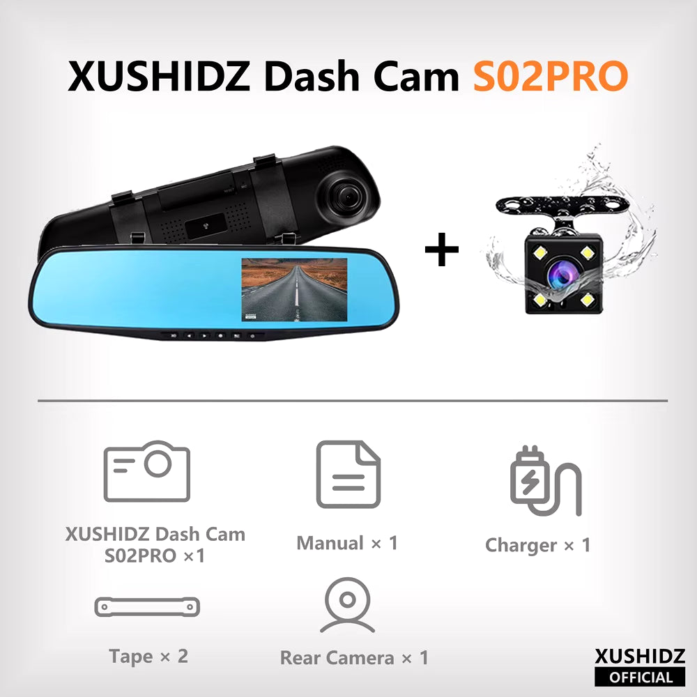 Dual Vehicle DVR Night Vision Dashcam Driving Video Recorder