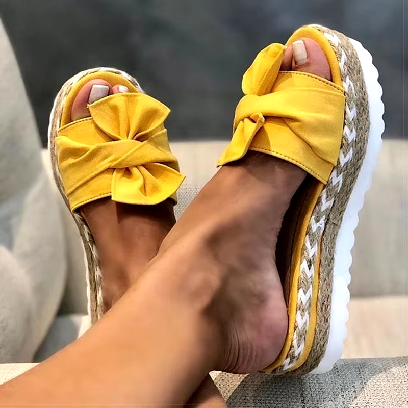 Women Sandals Rosette Platform Sandals Summer Shoes Women Wedge Sandalias Mujer Slides Bige Size Wedges Heels Sandals Footwear