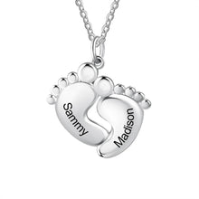 Load image into Gallery viewer, Personalized Rhodium Plated Feet Necklace