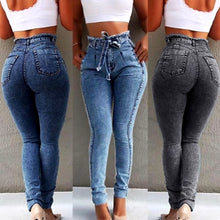 Load image into Gallery viewer, Fashion Belted High Waist Skinny Jeans