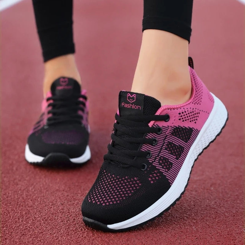 Women Breathable  Mesh Lace up Sneakers 